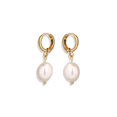 Freshwater Pearl Drop Huggie Earrings