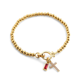 Cross Charm Birthstone Bracelet