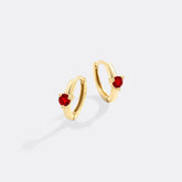 Solitaire Birthstone Huggie Hoop Earrings