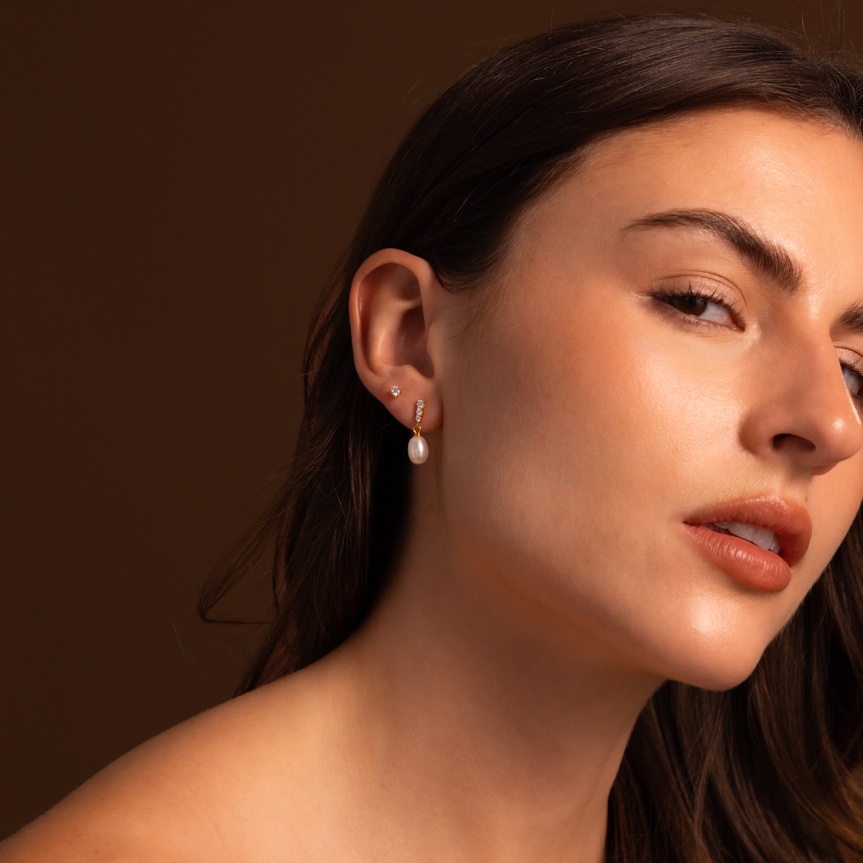 Diamond Pearl Droplet Earrings in 18K Gold