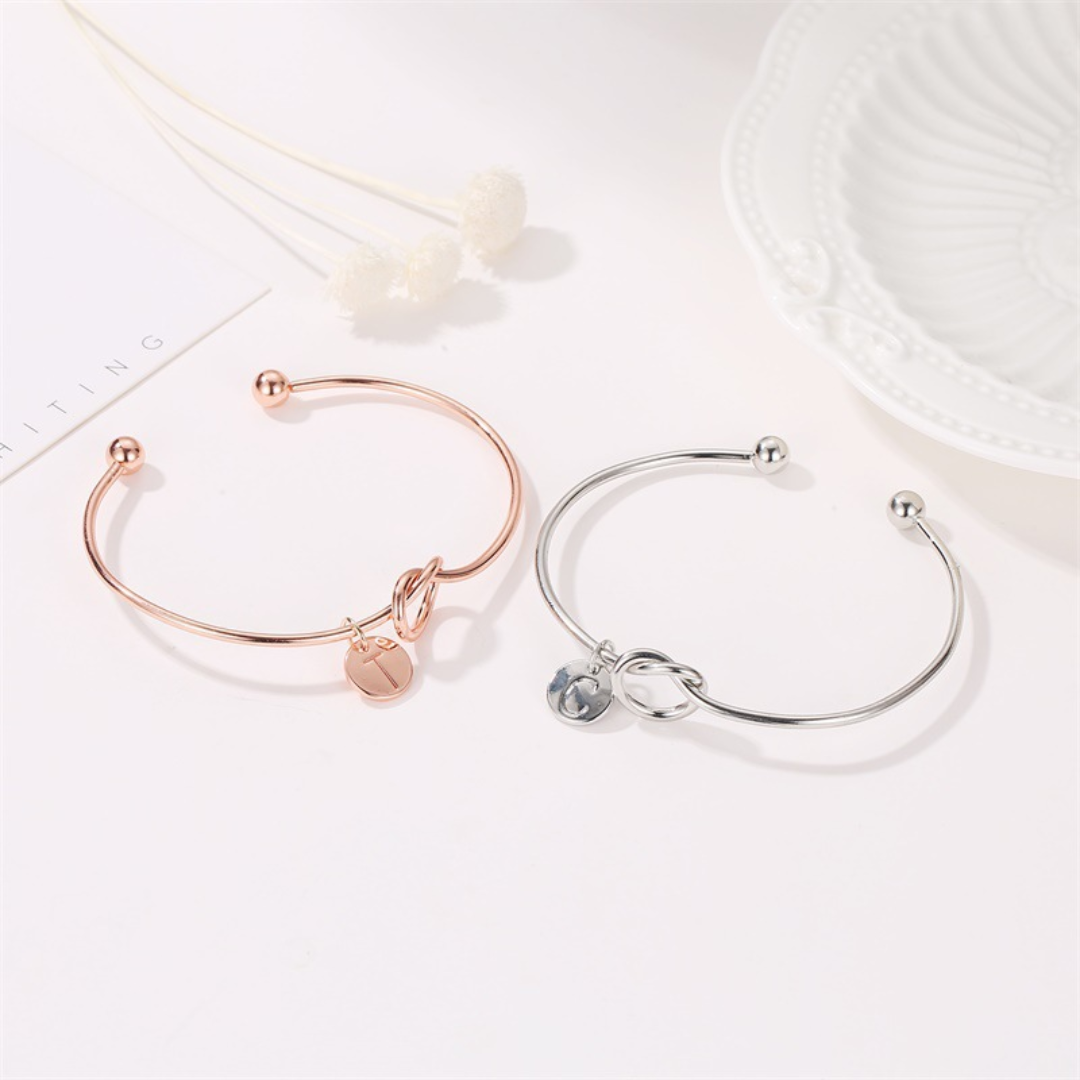 Infinity Initial Letter Bangle Bracelet