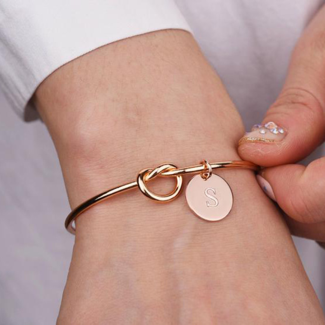 Infinity Initial Letter Bangle Bracelet