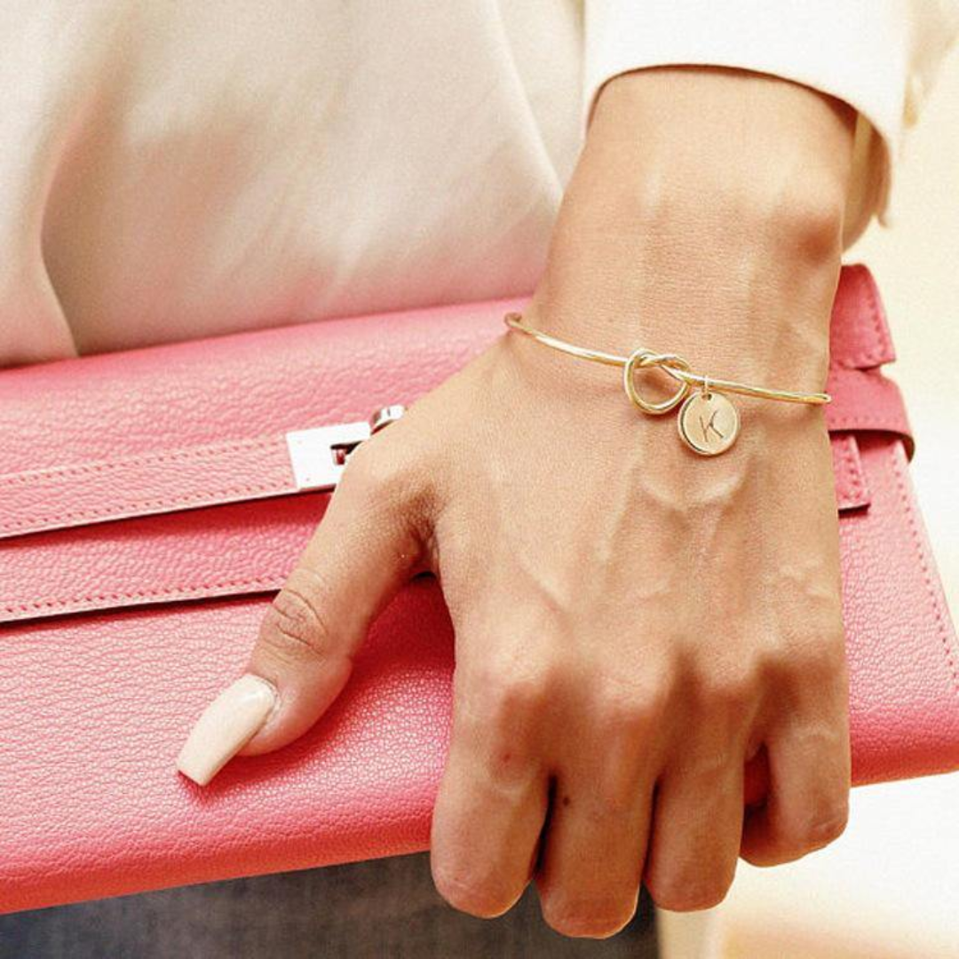 Infinity Initial Letter Bangle Bracelet