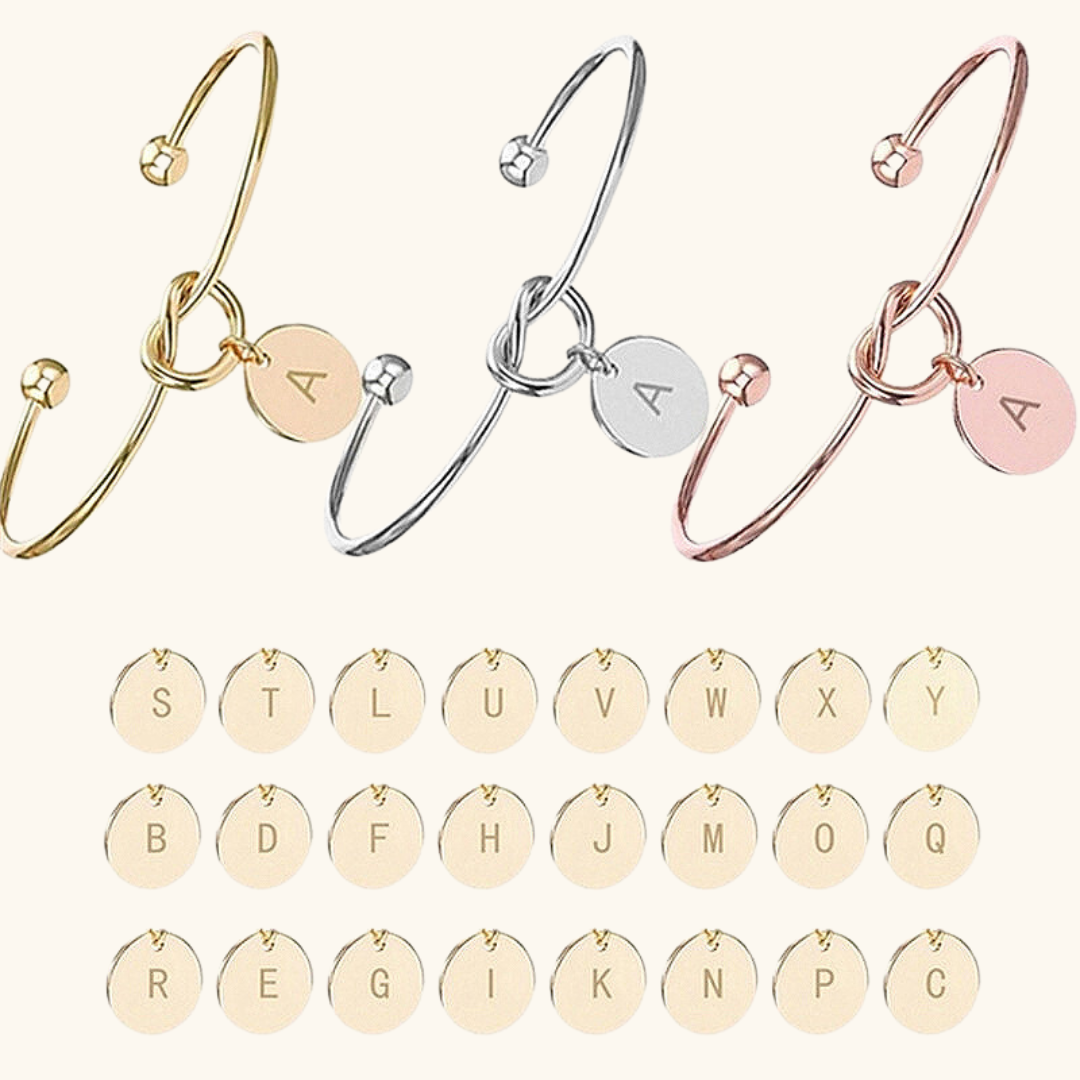 Infinity Initial Letter Bangle Bracelet