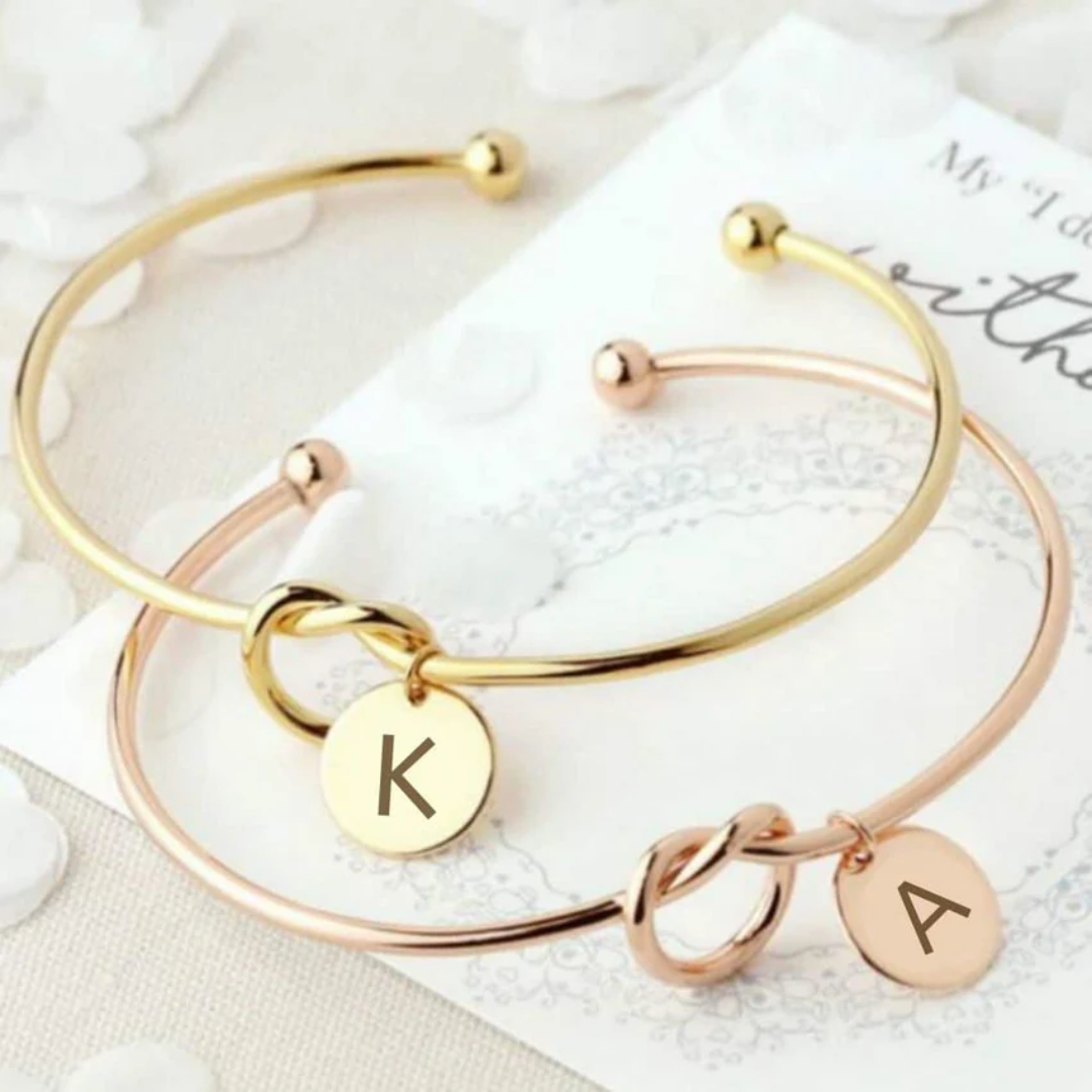 Infinity Initial Letter Bangle Bracelet