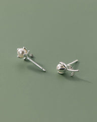 Buttercup Pearl Flower Stud Earrings