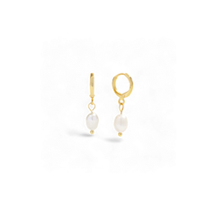 Freshwater Pearl Drop Huggie Earrings