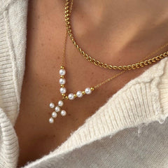 Pearly Blessing Cross Necklace
