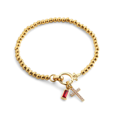 Cross Charm Birthstone Bracelet