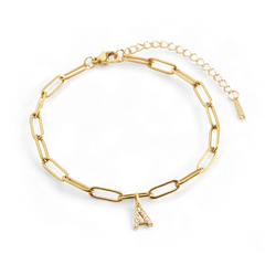 Paperclip Pave Initial Bracelet