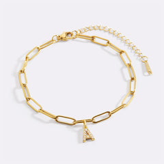 Paperclip Pave Initial Bracelet