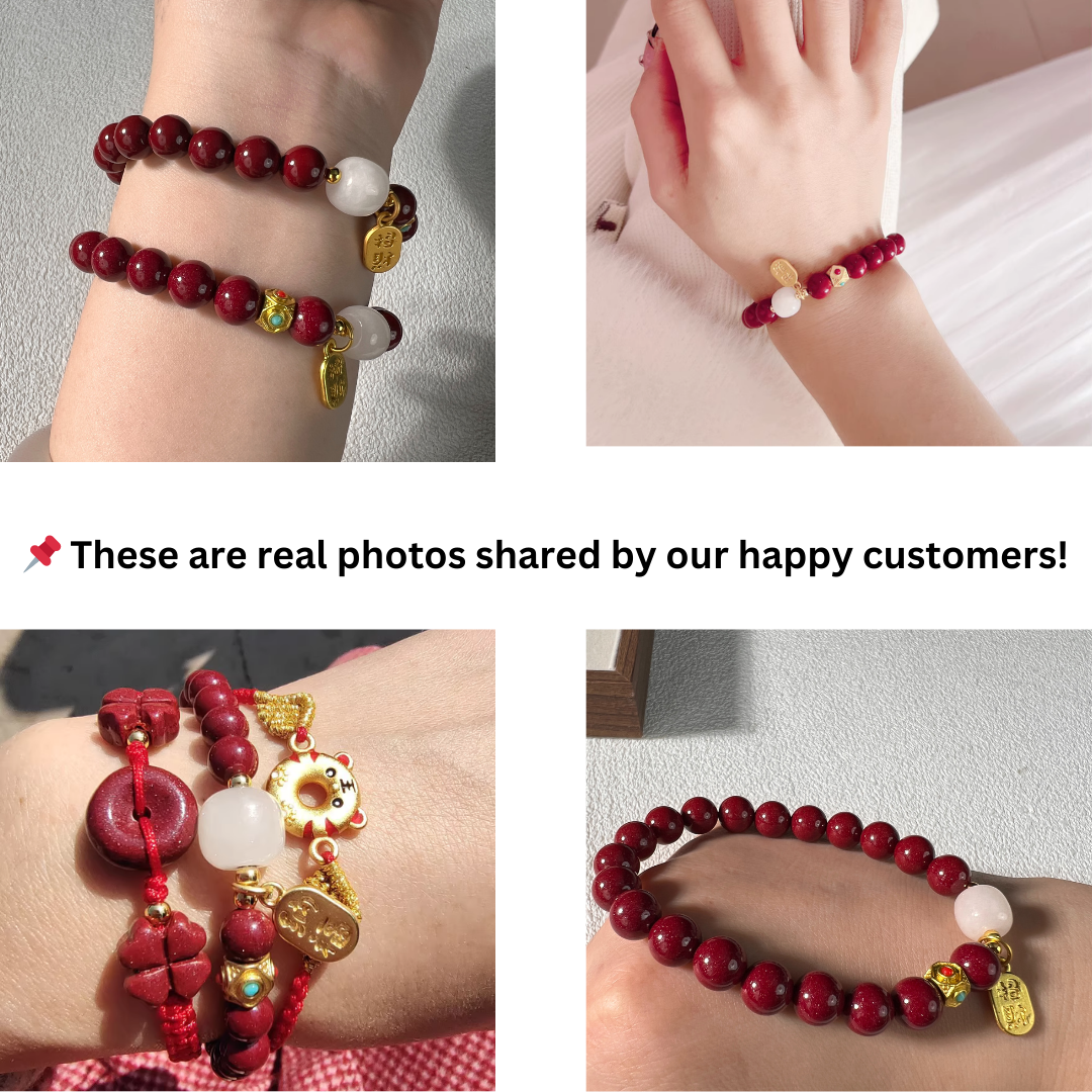 8mm Red Cinnabar & White Hetian Jade Bracelet for Women – Adjustable Prosperity & Blessing Jewelry Gift